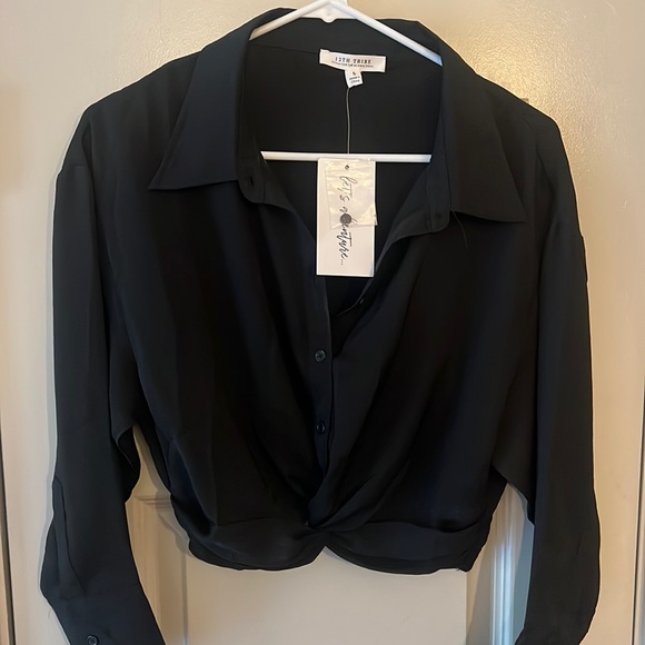 12th tribe Mindless Black Button Up Top - Picture 2 of 4